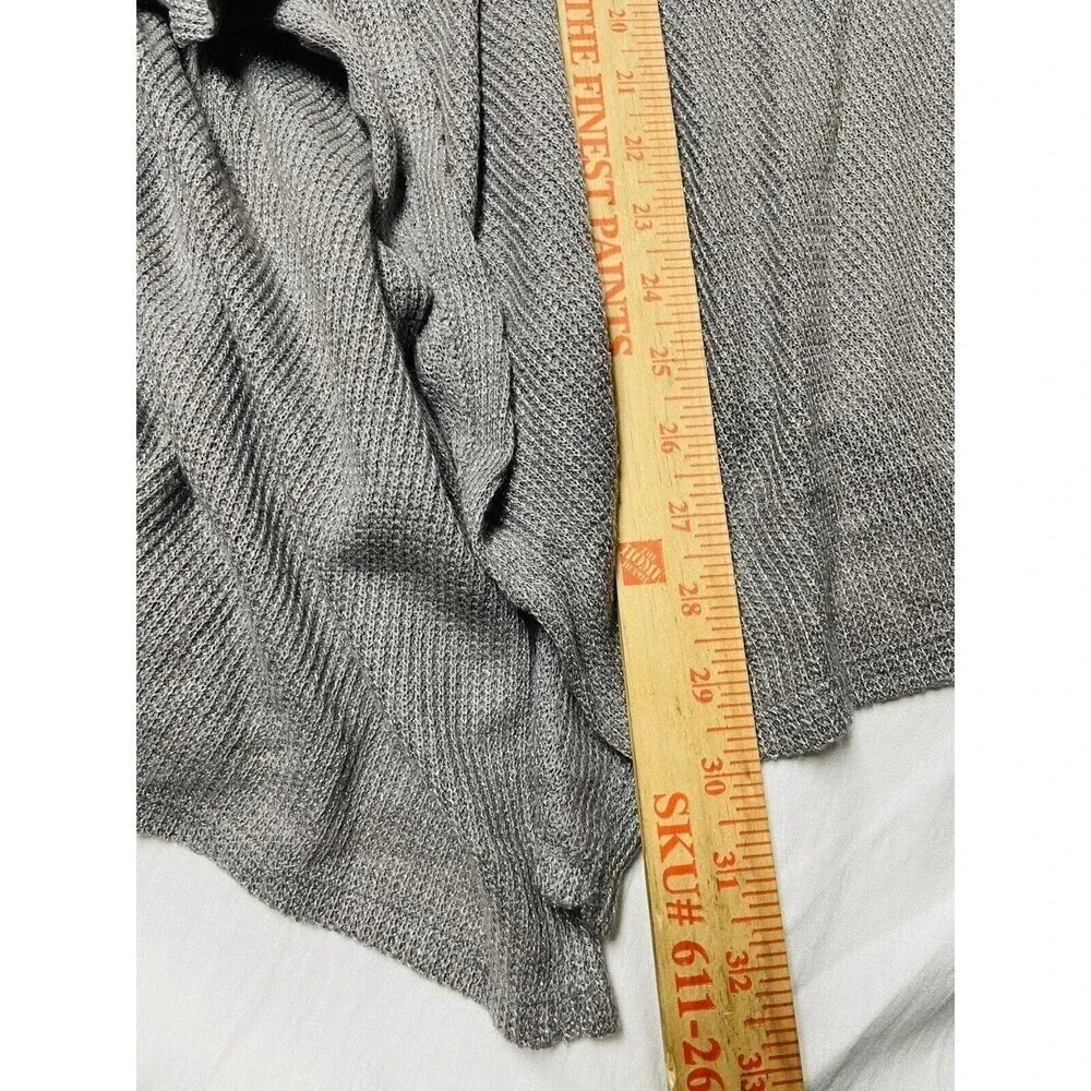 Sunday Womens Knit Metallic Cardigan Sz 1X Button Up Gray Long Sleeve Asymmetric